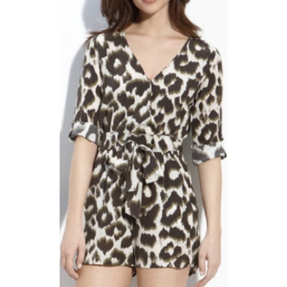Charlie Jade green black cream silk romper size small
